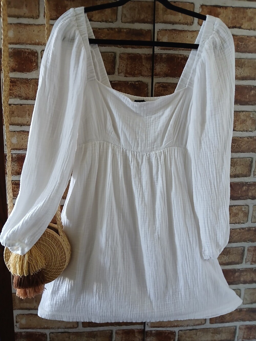 J. CREW White Gauze COTTON Puff Sleeves Smocked Mini Beach DRESS Women's Size S - Picture 7 of 13